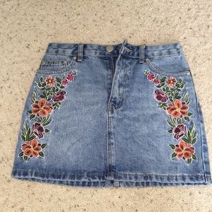 Forever 21 Floral Jean Skirt